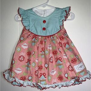 Caroline Kate Dress. Christmas Ornament Design. Size 6/12 Months